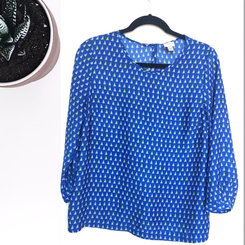 Sail boat blue print shirt